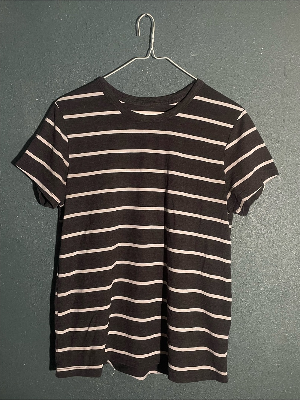 Men's Black & White Striped Short-Sleeve Crew Tee